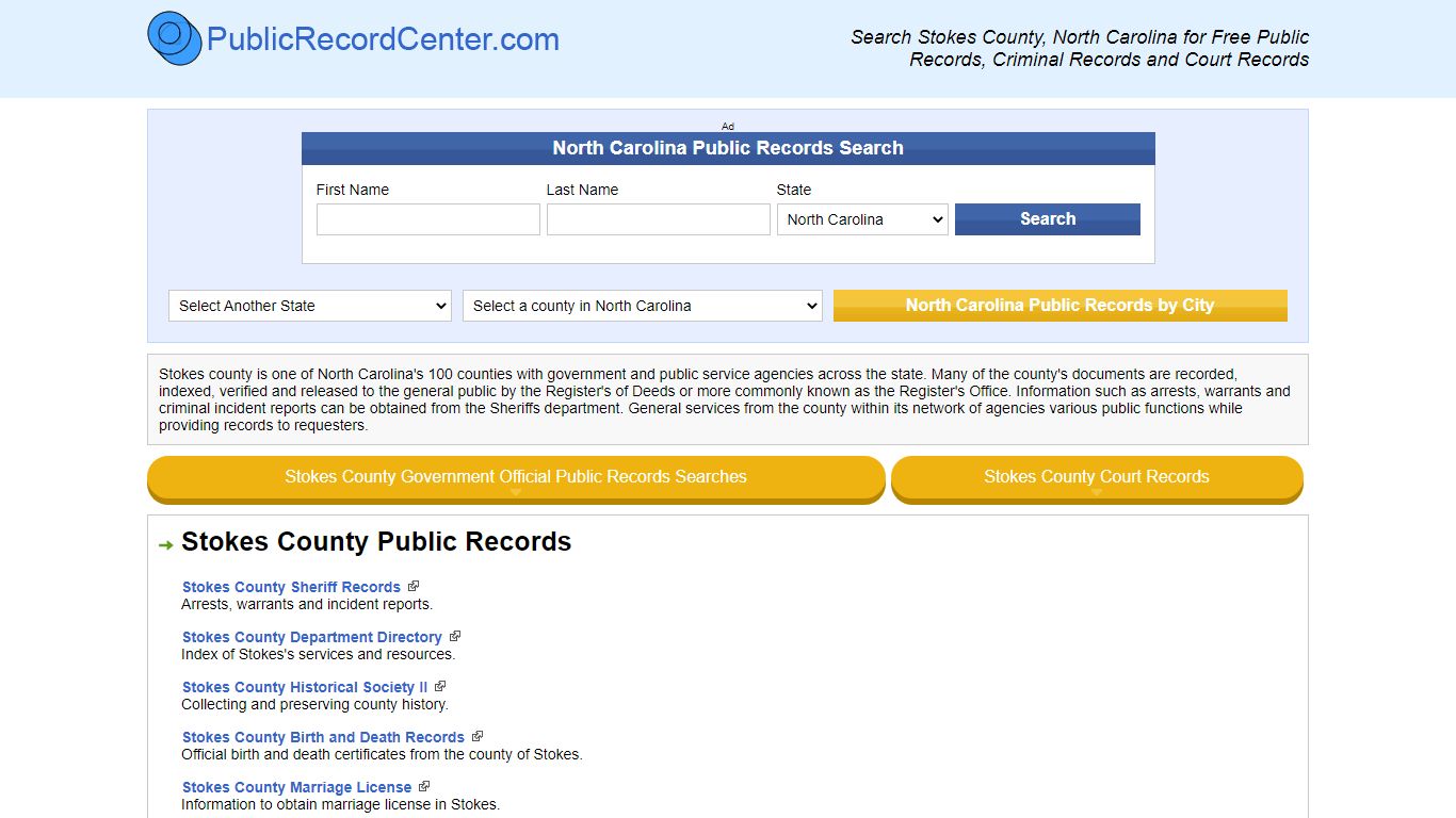 Stokes County North Carolina Free Public Records - Court ...