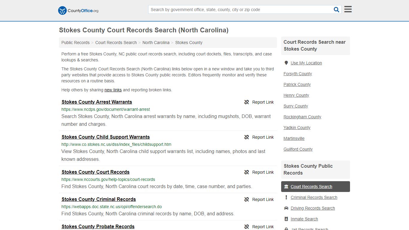 Court Records Search - Stokes County, NC (Adoptions ...